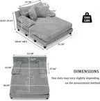 Faux Fur Chaise Lounge Indoor with Adjustable Backrest, 59 Inches Single Sleeper Sofa Chair with 3 Lumbar Pillows, Upholstered Oversized Lounge Chair for Living Room, Bedroom, Office