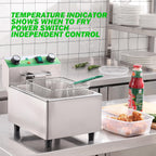 NUPANT Electric Deep Fryer with Timer 10L/10.6QT Commercial Deep Fryer with Basket and Lid, Temp Control, 1700W/110V Stainless Steel Single Oil Fryer Countertop Fryer for Home and Restaurant Use