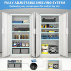 Metal Garage Storage Cabinet with Lock, 71" Tall Steel Storage Locker with 4 Adjustable Shelves, Heavy Duty Metal Cabinet for Garage, Office, Home, 31.5”W × 16.5”D, White