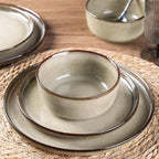 GBHOME Dinnerware Sets for 6, 18 Pieces Stoneware Plates and Bowls Sets, Scratch Resistant Dishes, Dishwasher & Microwave Safe, Reactive Glaze