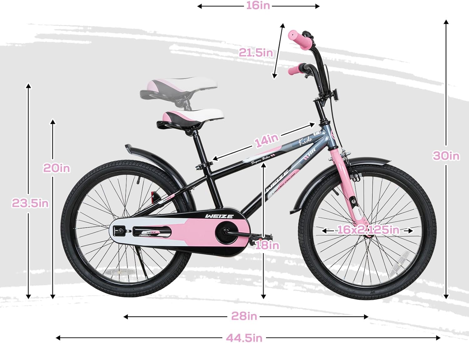WEIZE Kids Bike, 16 20 Inch Children Bicycle for Boys & Girls Ages 4-12 Years Old, Rider Height 41-62 Inch, Adjustable Seat & Handlebars, Coaster Brake, Multiple Color Options