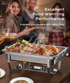 Chafing Dishes for Buffet 4 Pack, 9QT Mirror-Like Polished Finish Food Warmers for Parties Buffet No Fingers Cut Roll Edge Designed Chafing Dish Buffet Set for Any Party with Complete Set