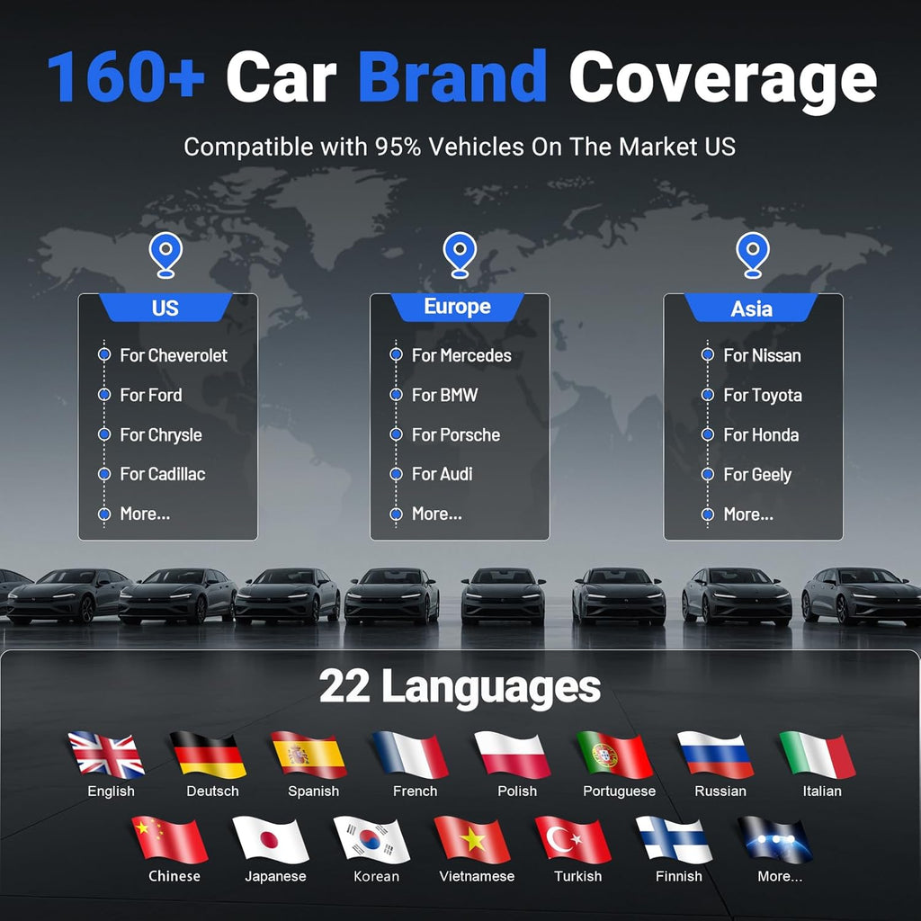 OBD2 Scanner Diagnostic Tool VDIAGTOOL D200, Wireless Bidirectional Scan Tool-Lifetime Free Updates, 26 Resets (Unlockable 49+), Full System Car Code Reader OBD2 Scanner Bluetooth for iOS & Android