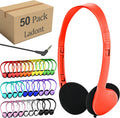 50 Pack Bulk Classroom Headphones for Kids Students School, Multi Color Wired Headphones for Children Teens Boy Girl, 3.5mm Jack for Chromebook Laptop PC