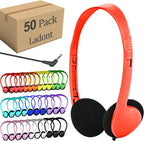 50 Pack Bulk Classroom Headphones for Kids Students School, Multi Color Wired Headphones for Children Teens Boy Girl, 3.5mm Jack for Chromebook Laptop PC