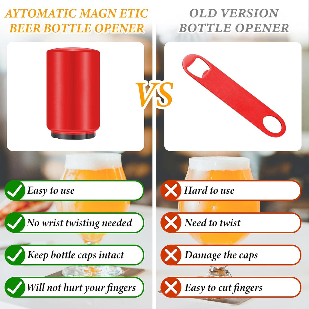 Custom Automatic Beer Bottle Opener, Personalized Magnetic Stainless Steel Push & Pull Bottle Openers, Openning Tool for Home Bar
