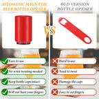 Custom Automatic Beer Bottle Opener, Personalized Magnetic Stainless Steel Push & Pull Bottle Openers, Openning Tool for Home Bar