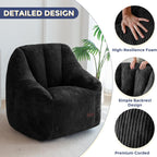 MAXYOYO Bean Bag Chair, Bean Bag Sofa with Filler, Cozy Living Room Chair for Adults and Kids, Stuffed Floor Sofa for Bedroom Dorm Reading, Black