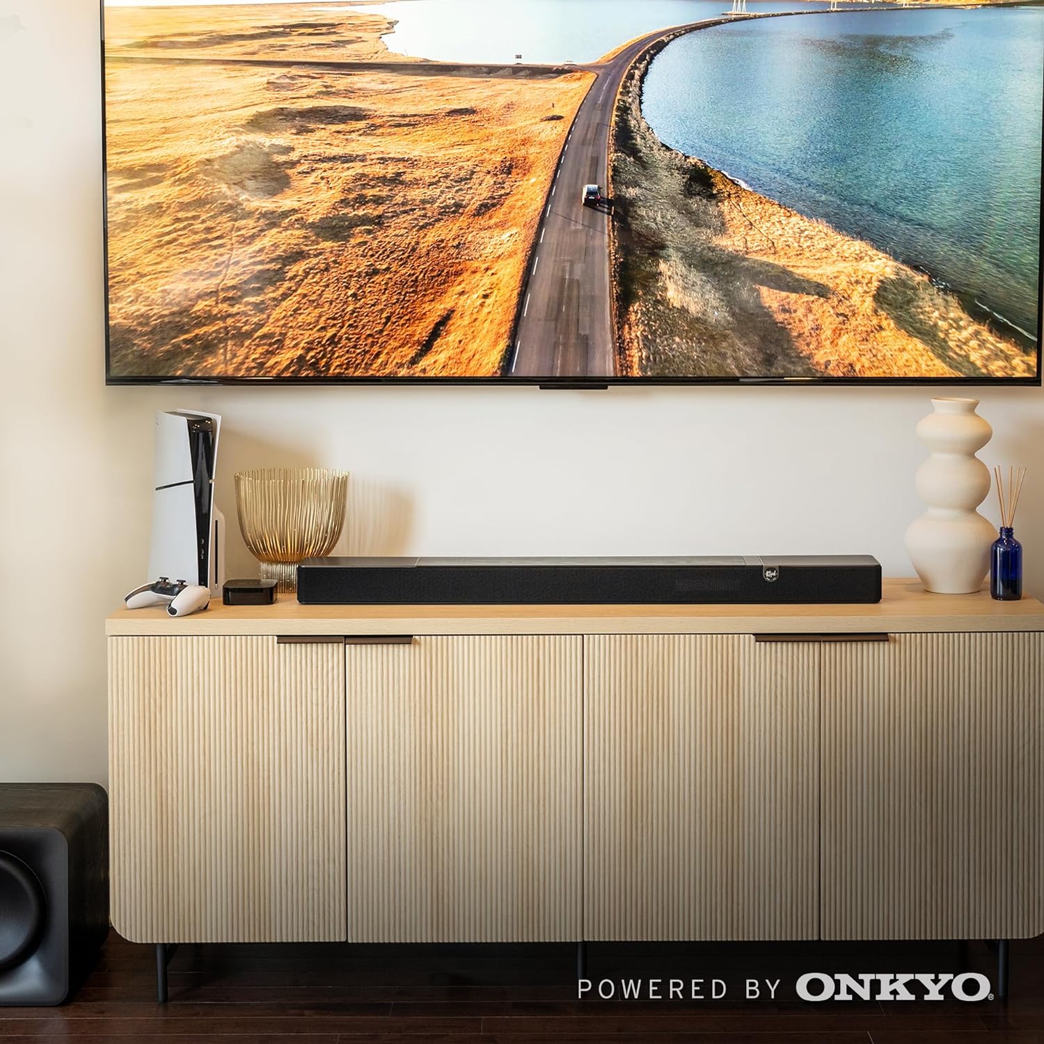 Klipsch Flexus Sound System: CORE 200 Sound Bar  10" SUB 100 Subwoofer  Powered by Onkyo with Bluetooth  Dolby Atmos and Custom Tuned Bass - Black