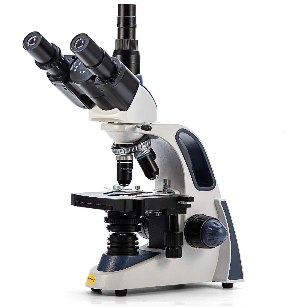 Swift SW380T 40X-2500X Magnification  Siedentopf Head  Research-Grade Trinocular Microscope Compound Lab with Wide-Field 10X/25X Eyepieces  Mechanical Stage  Ultra-Precise Focusing  Camera-Compatible