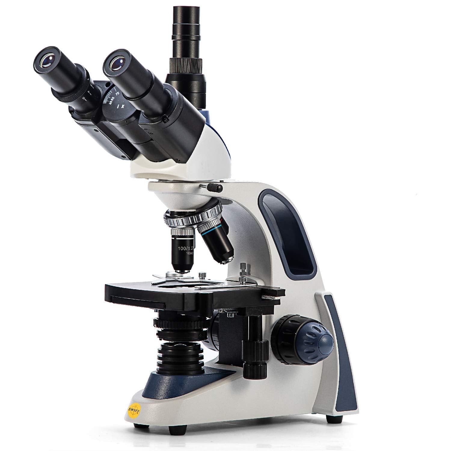 Swift SW380T 40X-2500X Magnification  Siedentopf Head  Research-Grade Trinocular Microscope Compound Lab with Wide-Field 10X/25X Eyepieces  Mechanical Stage  Ultra-Precise Focusing  Camera-Compatible