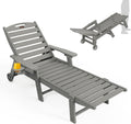 Ciokea Lounge Chair Outdoor  Oversized Chaise Lounge Chair with 5 Positions  HDPE  Patio Lounge Chair with Wheels & Cup Holder for Pool  Deck  Poolside  Grey