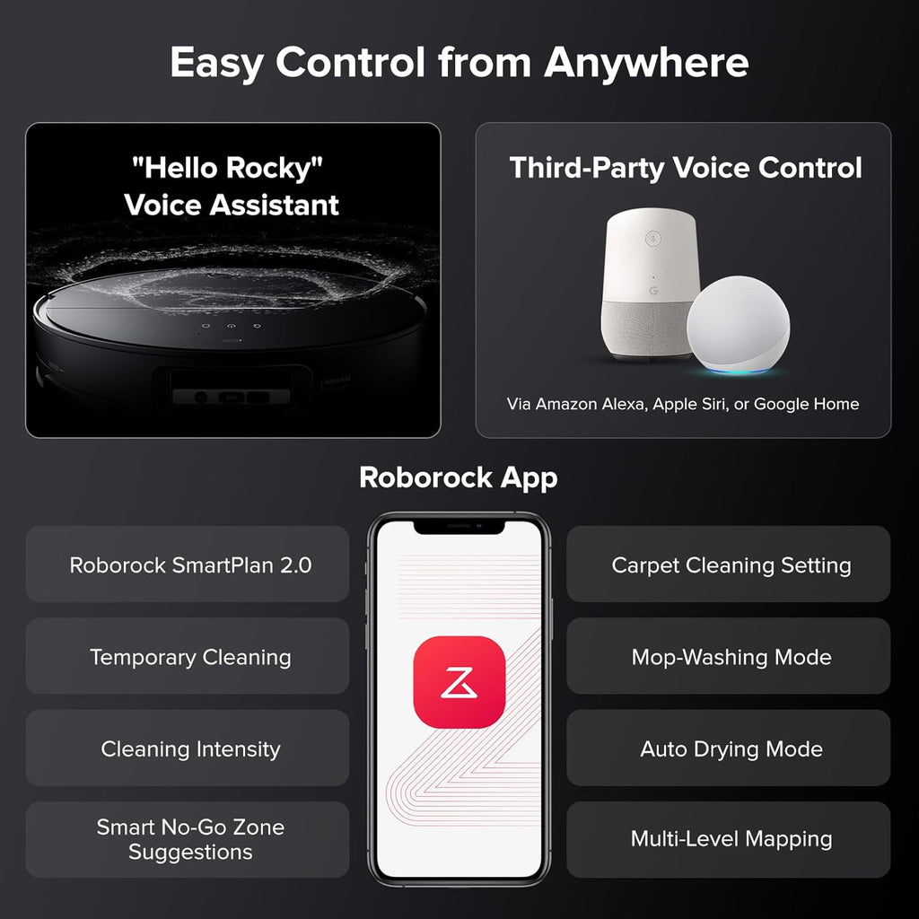 roborock Saros 10 Robot Vacuum and Mop, 22,000Pa Suction, AI Obstacle Avoidance, 3.14-inch Ultra Thin, Intelligent Dirt Detection, Zero Tangling Main Brush, Hot Water Mop & Dock Self Cleaning