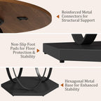 47.2" Round Dining Table for 4-6, Circle Kitchen Table with Open Storage Shelf, Modern Wooden Dinner Table with Metal Pedestal Base, Dining Room Tables for Kitchen Small Space, Walnut
