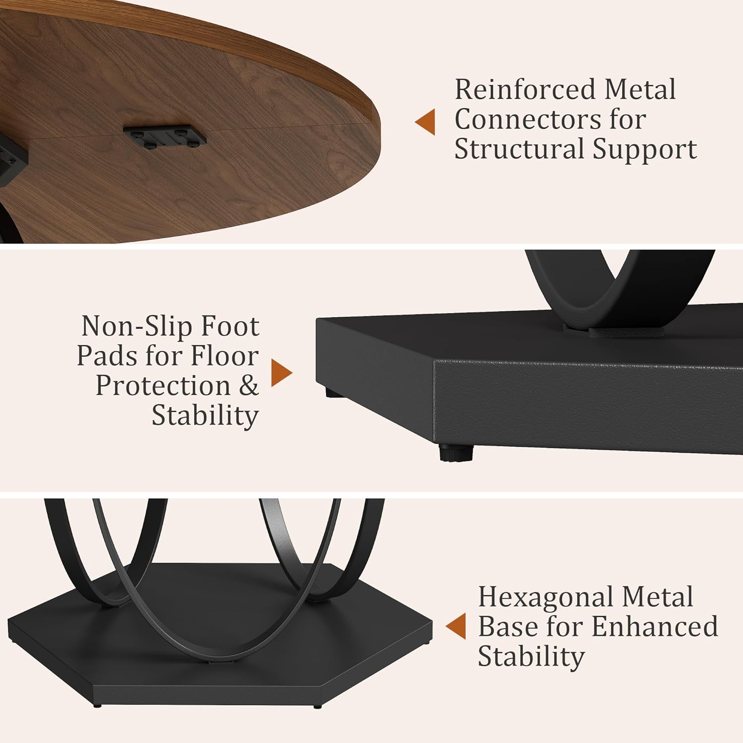 47.2" Round Dining Table for 4-6, Circle Kitchen Table with Open Storage Shelf, Modern Wooden Dinner Table with Metal Pedestal Base, Dining Room Tables for Kitchen Small Space, Walnut