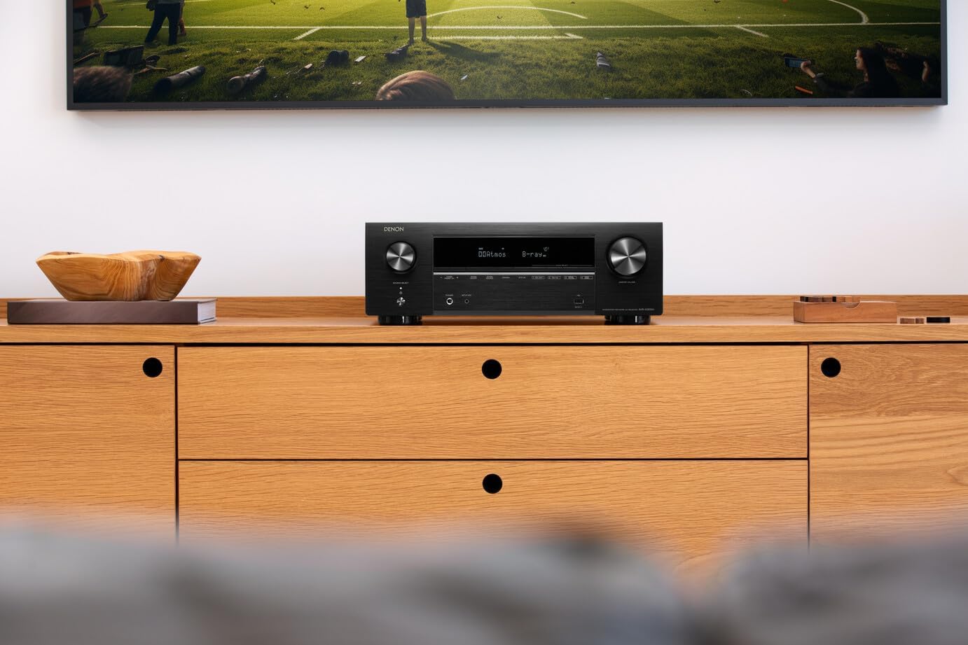 Denon AVR-X1800H 7.2 Channel AV Stereo Receiver - 80W/Channel  Wireless Streaming via Built-in HEOS  WiFi  & Bluetooth  Supports Dolby Vision  HDR10+  Dynamic HDR  & Home Automation Systems