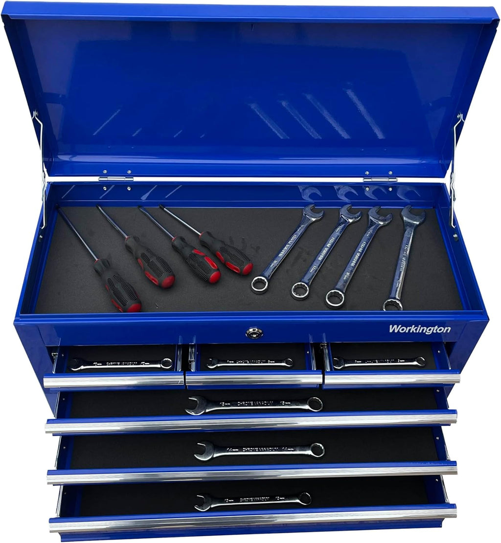 Workington Portable Metal Tool Chest with 6 Drawers, 24" 6-Drawer Tool Chest Cabinet with Ball Bearing Drawer Slides, Steel Tool Storage Box Organizer 4005 Blue