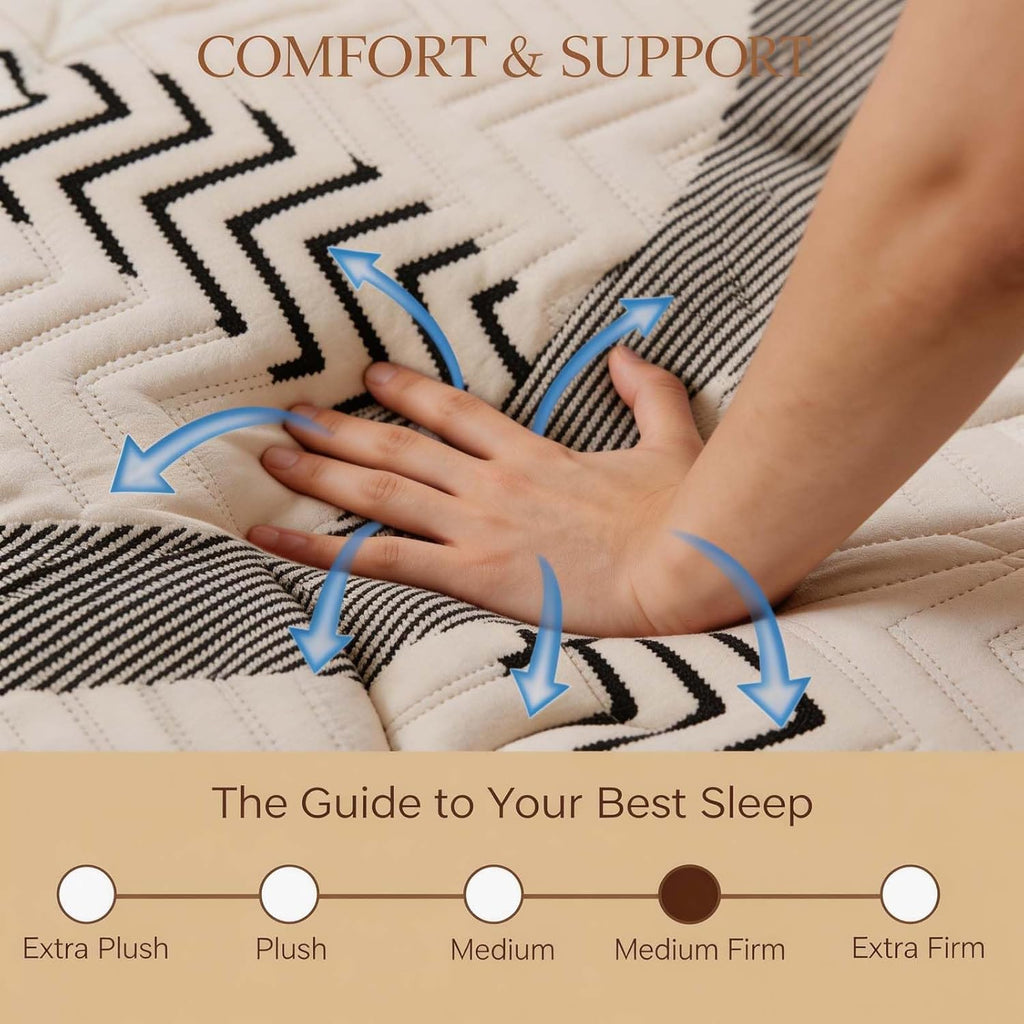 Queen Mattress 14 Inch Mattress Hybrid with Memory Foam & Pocket Springs for Motion Isolation, Breathable & Cooling Comfort, Medium Firm Support, Fiberglass Free, 365-Night Trial