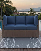 Luxury 24x24x6 Outdoor Couch Cushions Set of 3 - Water-Repellent 8-Piece Cushion Set for Outside Wicker 3-Seat Sofa Loveseat Chair Sectional Patio Conversation Sets - Navy Blue/Classic