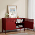 Metal Storage Cabinet with 2 Doors & Adjustable Shelves, 25" H Red Accent Cabinet, Metal Locker Storage Cabinets, Tv Stand Cabinet for Home, Office, Living Room, Entryway