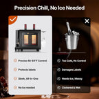 Ca'Lefort Electric Wine Chiller - 46-64°F Wine Cooler for 2 Standard Bottles (3.6" Dia.), All-in-1 Set Electric Opener & 2 Glasses, Perfect for Red, White, Champagne at Home/Office, Gift for Men Women