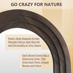 Rustic Standing Full Length Mirror Wood Frame, 71"X32" Large Arched Floor Mirror with Stand, Farmhouse Wood Mirror Full Length for Bedroom Living Room Entryway, Leaning or Wall Mounted, Brown