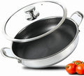 Large Hybrid Nonstick Deep Frying Pan-13inch 316L Stainless Steel Sauté Pan and Lid, Two Handle Hold, PFOA Free, Dishwasher Oven Safe, Cookware to Stir fry/Toast/Roast/Bake/Stew, 7.2-Quart