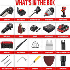 TEENO Brushless Power Tool Combo Kit, 6-in-1 Cordless Interchangeable Multi-Tool Set (Drill, Impact Wrench, Oscillating Tool, Reciprocating & Chain Saws, Sander), 3Ah Battery, USB Adapter & Hard Case