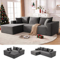 110” Cloud Sectional Couch, Boneless Sofa for Living Room, Modular Sectional Sofa with Deep Seat, Comfy Fluffy Couch with L-Shaped Chaise, No Assembly Required (Left-Facing Chaise, Dark Grey)