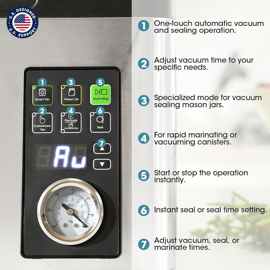 Vesta Precision 12” Chamber Vacuum Sealer, Smart Auto Vacuum Time, Easy-to-Clean System, Commercial-Grade Pump, Deep Chamber for Liquids, Meats, Mason Jars & Sous Vide, V553