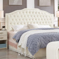24KF Upholstered Button Tufted King Size Headboard with Nailhead Trim, Elegant Boucle Fabric California King headboard, 6031-K-Boucle-Ivory