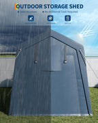 6X8 ft Heavy-Duty Portable Motorcycle Storage Shed with Roll-Up Door & Vent, 220g Waterproof PE Tarp & UV Protection, Motorcycle Shed for Motorcycles, Firewood, Garden Tools - Gray