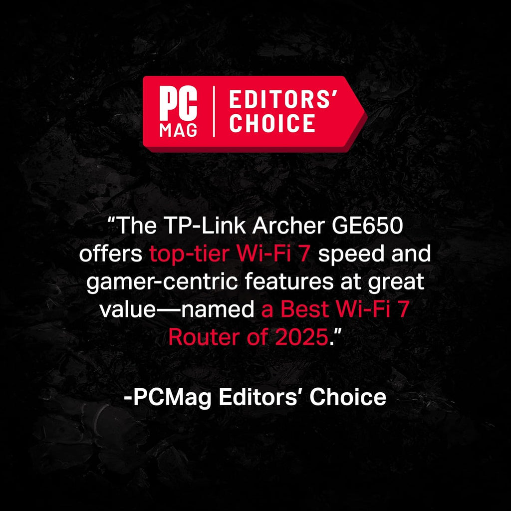 TP-Link Tri-Band BE11000 Wi-Fi 7 Gaming Router Archer GE650 | 6-Stream 11 Gbps supports 320MHz | 2×5G + 3×2.5G Ports USB 3.0 | Game Acceleration  Dedicated Gaming Port & Panel  RGB Lighting|HomeShield