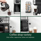 Cuisinart Coffee Center Barista Bar 4-in-1 Coffee Maker, Single-Serve Pods Compatible, Coffeemaker, Three Brewing Sizes, SS-4N1NAS, Black