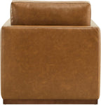 CHITA Swivel Accent Chair, Faux Leather FSC Certified Mid Century Modern Arm Chair for Living Room and Bedroom, Fully Assembled, Saddle Brown