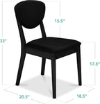 Best Choice Products Dining Chairs Set of 2, Mid-Century Modern Upholstered Wood, Armless w/Seat Cushion, Padded Backrest - Black/Black