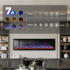 MAISON ARTS 72" Electric Fireplace, Recessed & Wall Mounted Electric Fireplace Heater, Ultra Narrow Frame Fireplace Insert w/Remote Control, Timer, Adjustable Flame Colors, Log/Crystal, 750/1500W