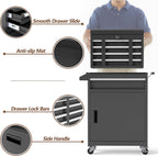 Tool Chest, 5 Drawer Rolling Tool Storage Cabinet with Detachable Top Tool Box, Metal Tool Cart with Lockable Wheels & Sliding Drawers for Garage, Workshop