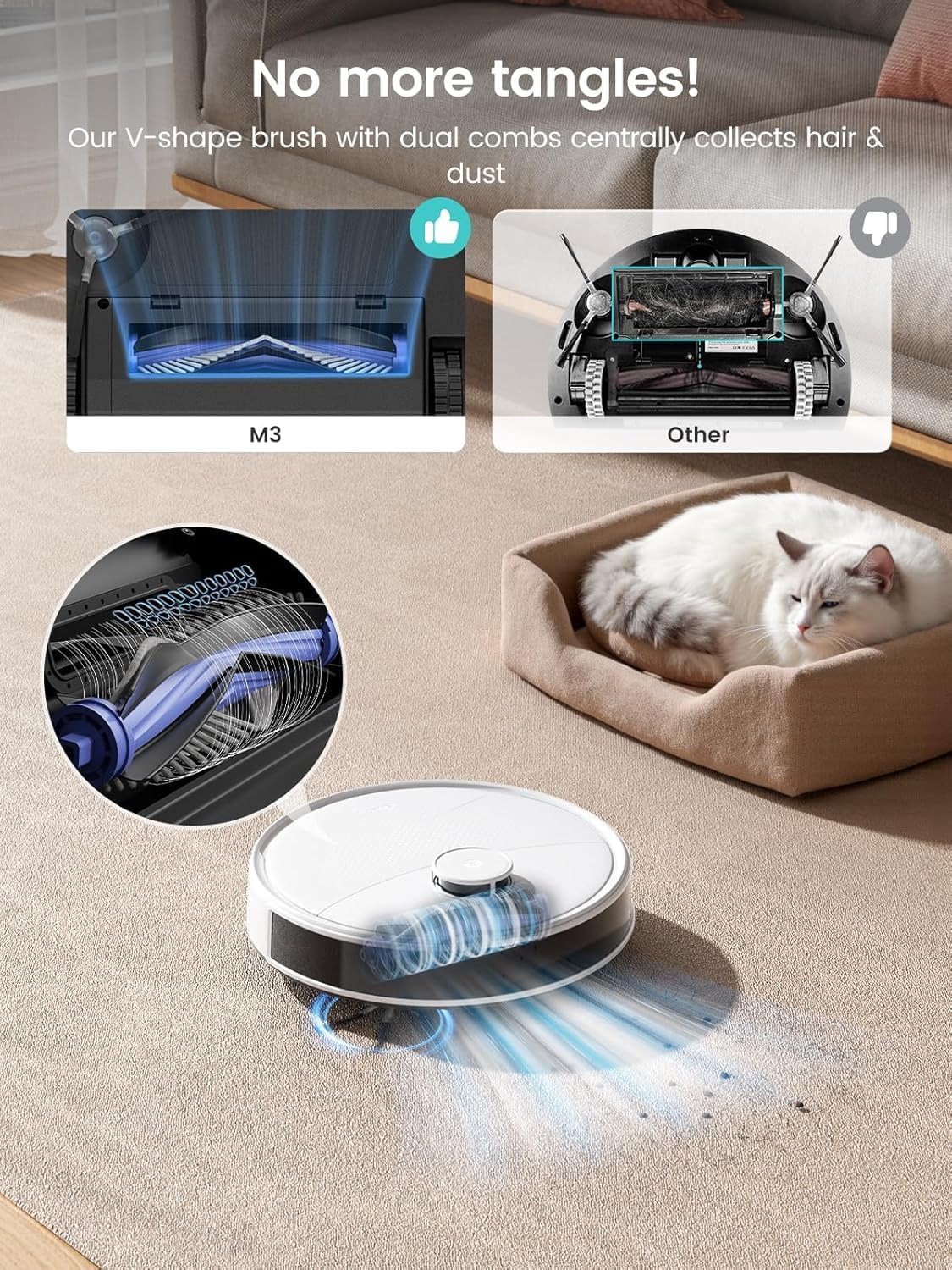 Lefant LiDAR Robot Vacuum and Mop, 15000Pa Suction, 90-Day Self-Emptying, Obstacle Avoidance, Auto Mop Washing&Drying, All-in-One for Pet Hair Carpet, 5G WiFi Alexa/APP/iWatch Control, M3