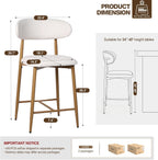 AQO Counter Height Bar Stools Set of 4, Upholstered Counter Stools Modern Barstools with Metal Legs for Kitchen Island Dining Room, Beige