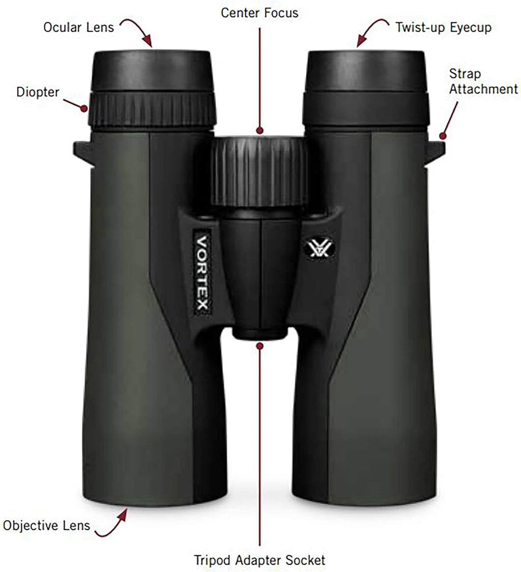 Vortex Optics Crossfire HD 10x42 Binoculars - HD Optical System  Tripod Adaptable  Rubber Armor  Waterproof  Fogproof  Shockproof  Included GlassPak - Unlimited  Unconditional Warranty