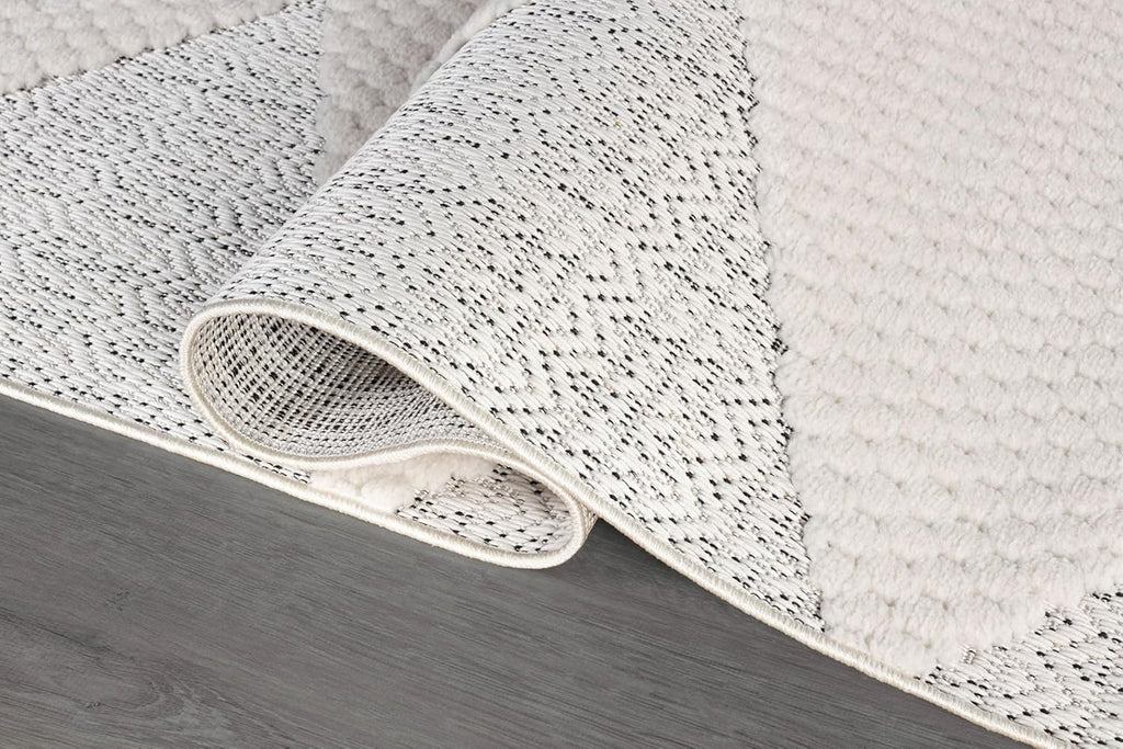 Modern Micro Loop Indoor Area Rugs for Living Room Bedroom Kitchen Geometric Triangle White 9x12 Luxury Durable Low and High Pile Non-Shedding Stain Resistant Soft Area Carpet 9 x 12