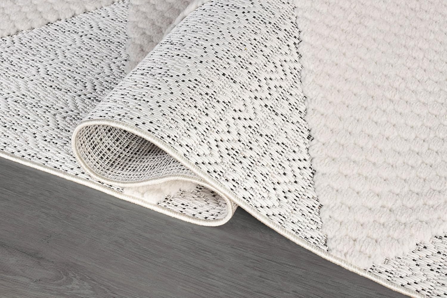 Modern Micro Loop Indoor Area Rugs for Living Room Bedroom Kitchen Geometric Triangle White 9x12 Luxury Durable Low and High Pile Non-Shedding Stain Resistant Soft Area Carpet 9 x 12