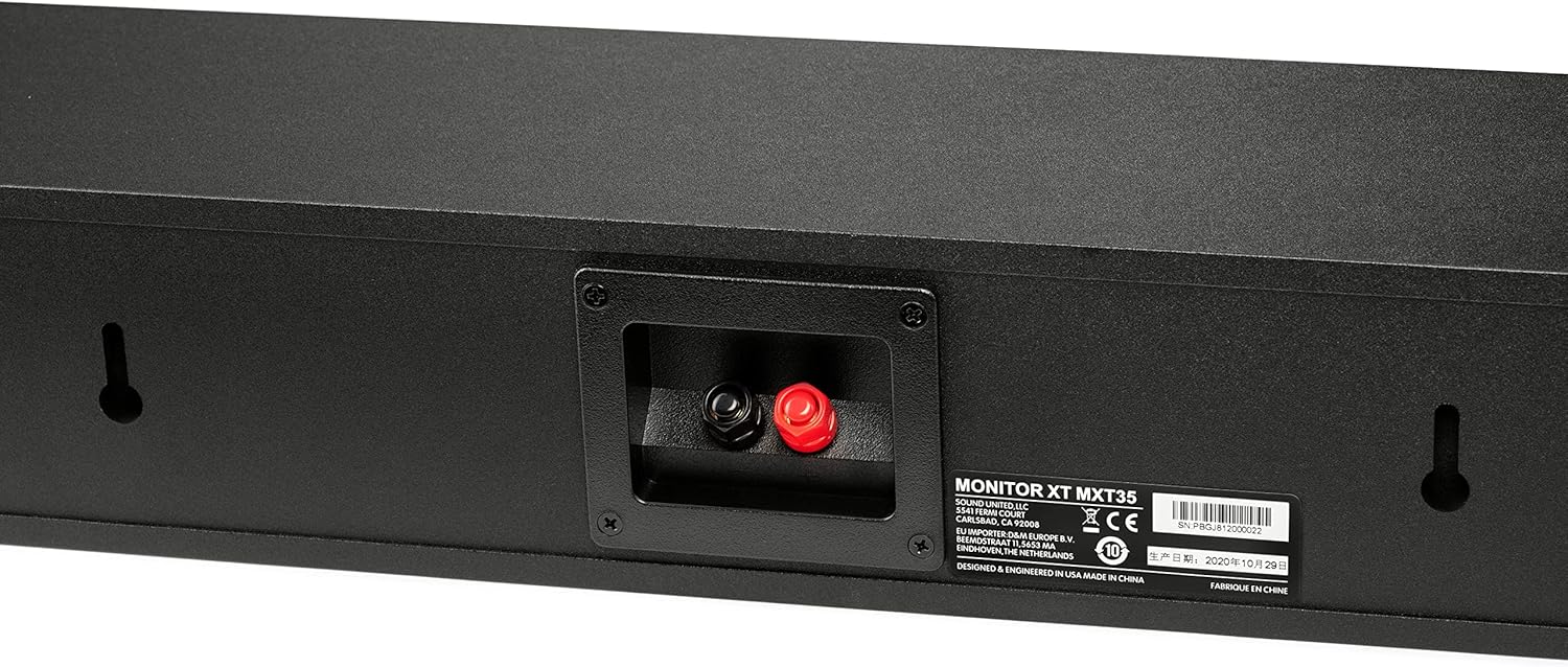 Polk Monitor XT35 Slim Center Channel Speaker - Hi-Res Audio Certified  Dolby Atmos & DTS:X Compatible  1" Terylene Tweeter & Four 3" Dynamically Balanced Woofers  Wall-Mountable  Midnight Black