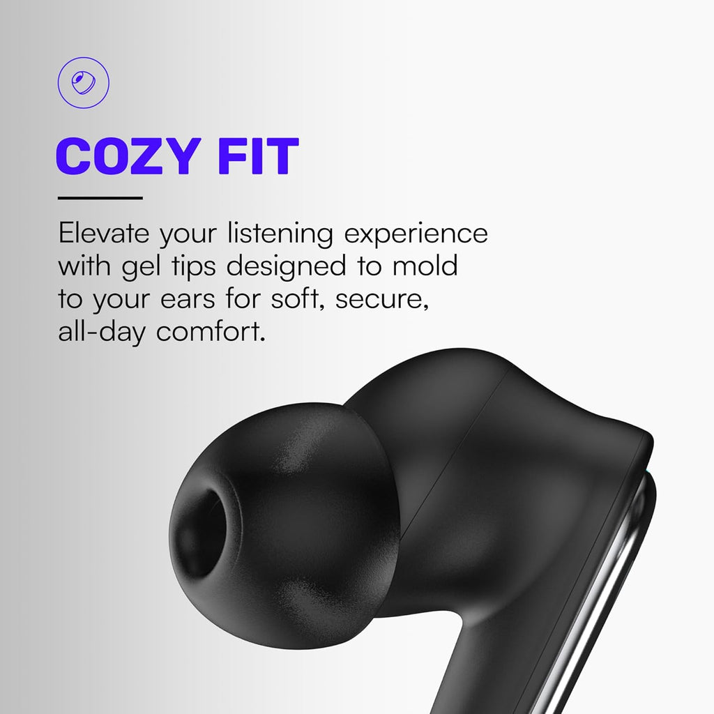 Raycon Pro Earbuds Wireless Bluetooth + 6 Microphones with Hybrid Active Noise Canceling  Sweat & Water-Resistant Earphones  Premium Wireless Ear Buds Bluetooth 40 Hours Playtime (Black)
