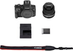 Canon EOS R100 Mirrorless Camera with RF-S18-45mm F4.5-6.3 IS STM Lens Kit  24.1 Megapixel CMOS (APS-C) Sensor  4K Video  RF Mount | Black Bundled with 64GB Memory Card & Camera Shoulder Bag (3 Items)