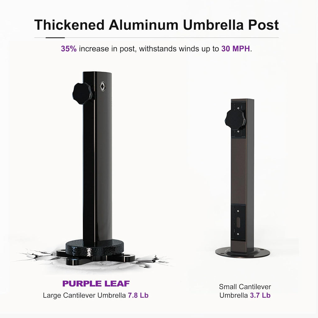 PURPLE LEAF 12FT Cantilever Outdoor Umbrellas Large Patio Umbrella Hanging Double Top Square Offset Umbrella with 360°Rotation Tilting Umbrella Outdoor Patio  Taupe