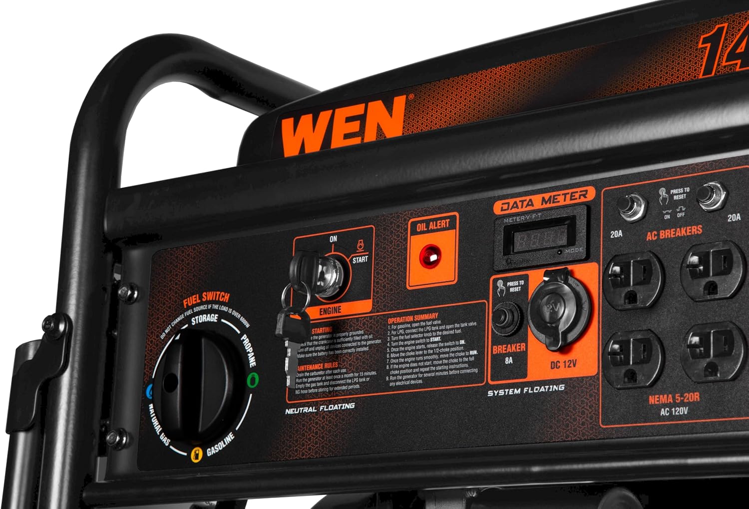 WEN 14500-Watt 120V/240V Tri-Fuel Generator  Transfer-Switch Ready with Electric Start and Wheel Kit (TF1450)