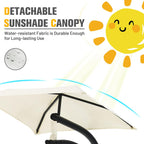 Giantex Outdoor Hanging Chaise Lounge Chair, Patio Hammock Chair with Removable Canopy, Cushion & Anti-toppling Rope, Hanging Arc Chaise Hammock for Patio Poolside Backyard Garden Porch (Beige)