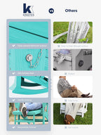 KINGYES Adirondack Rocking Chair with Retractable Ottoman and Cup Holders, HDPE Adirondack Rocker Patio Rocking Chair for Porch, Patio, Balcony, Aqua Blue